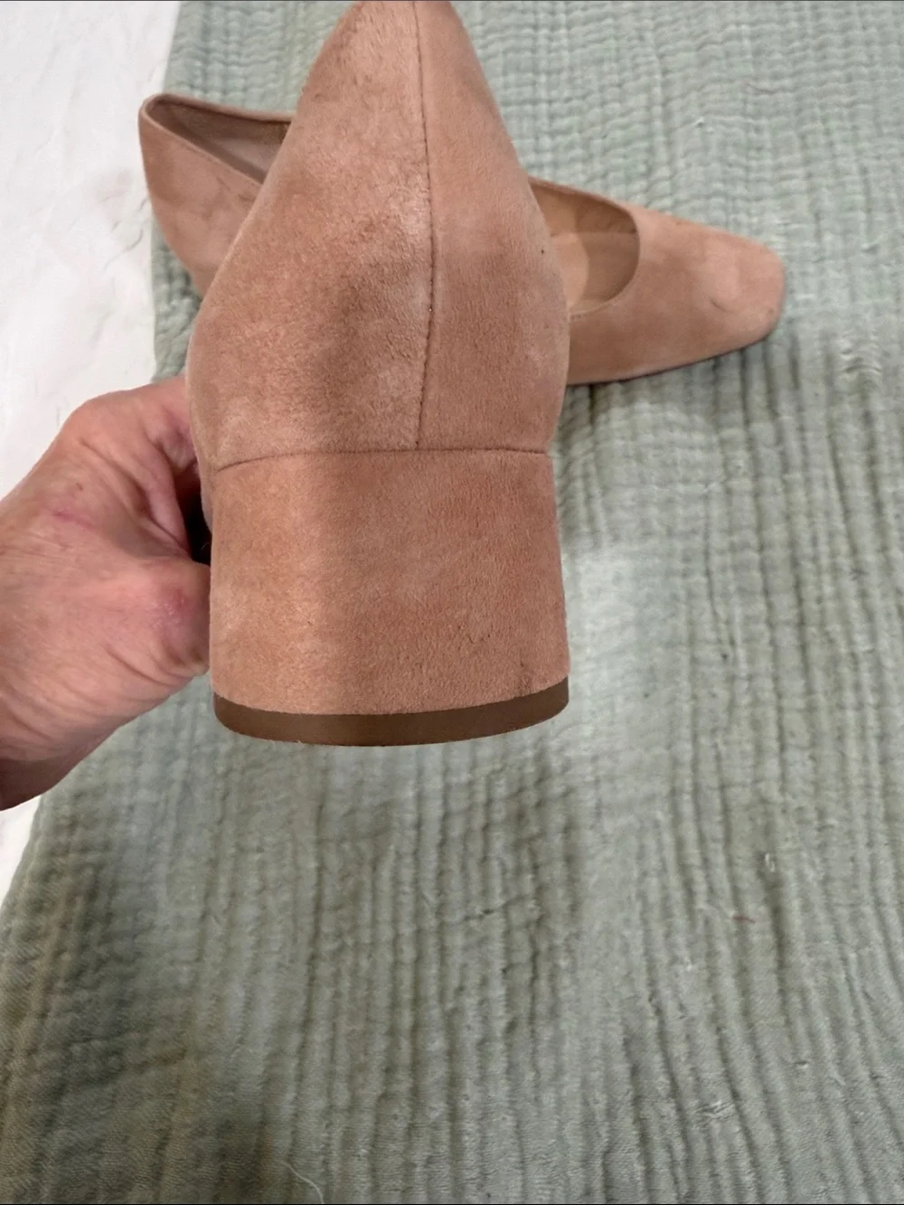 Franco Sarto Nude  Suede Block Heel Pumps Gulina 6.5